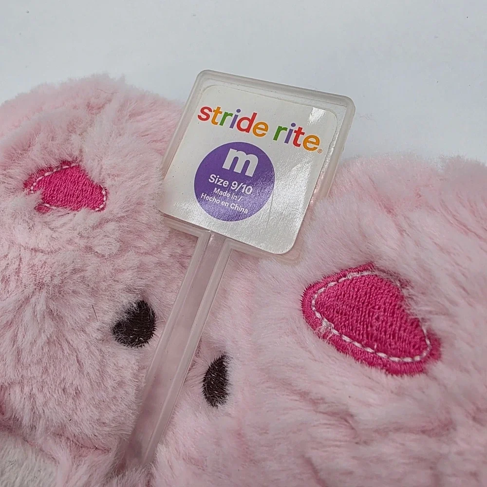 Stride Rite Fuzzy Bunny Faux Fur Plush Slippers Kids Size 9/10 NEW
